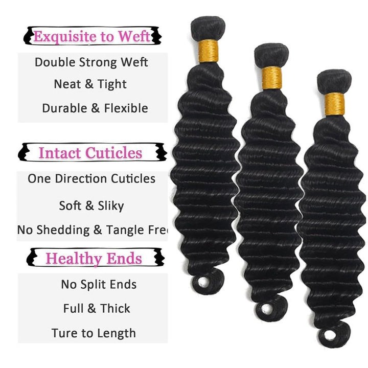 Loose Deep Wave Bundles Brazilian Hair 3 Bundles with 4x4 Lace Closure - Msgem Hair