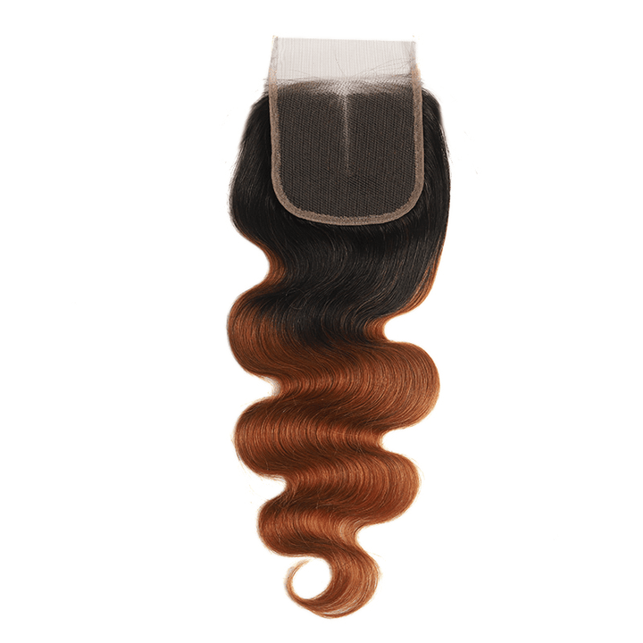 Ombre 1B/30 Body Wave 3 Bundles With Closure 4x4 pre Colored 100% Virgin Human Hair - Msgem Hair