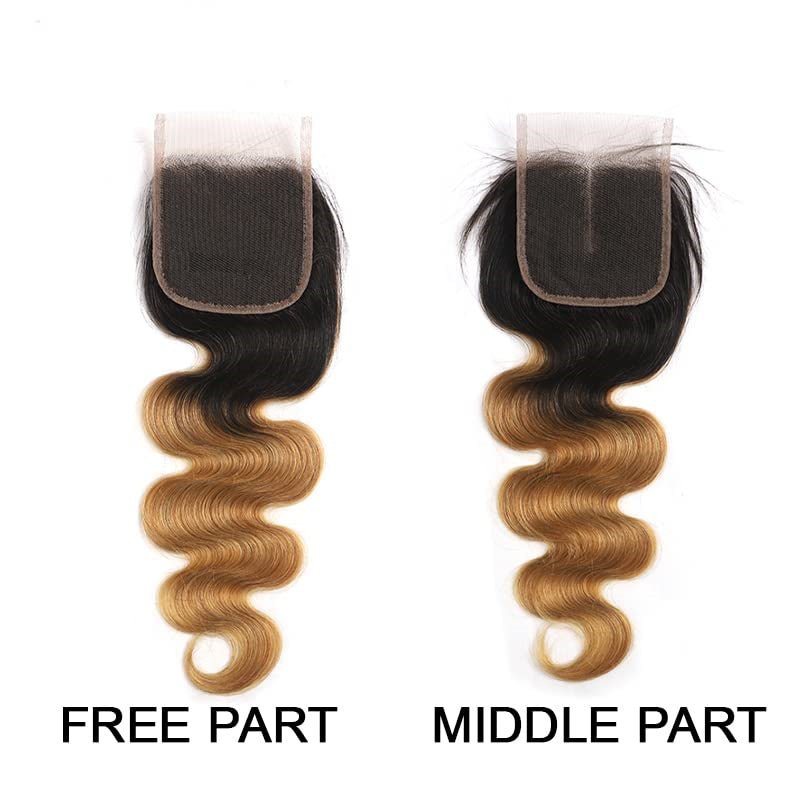 Ombre Closure Pre Plucked 4x4 Closure 1b/27 Body Wave 100% Virgin Human Hair - Msgem Hair