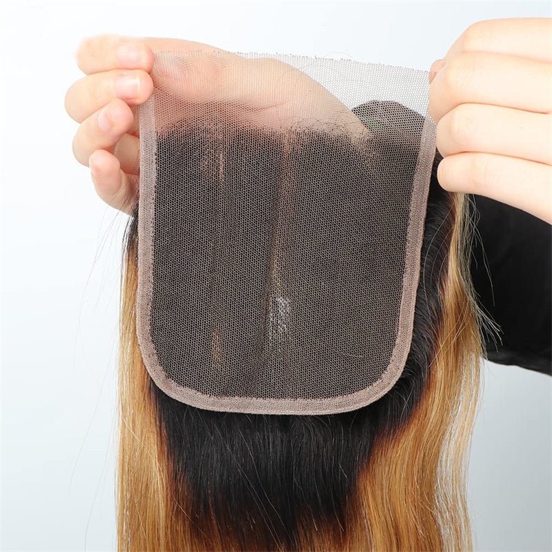 Ombre Closure Pre Plucked 4x4 Closure 1b/27 Body Wave 100% Virgin Human Hair - Msgem Hair
