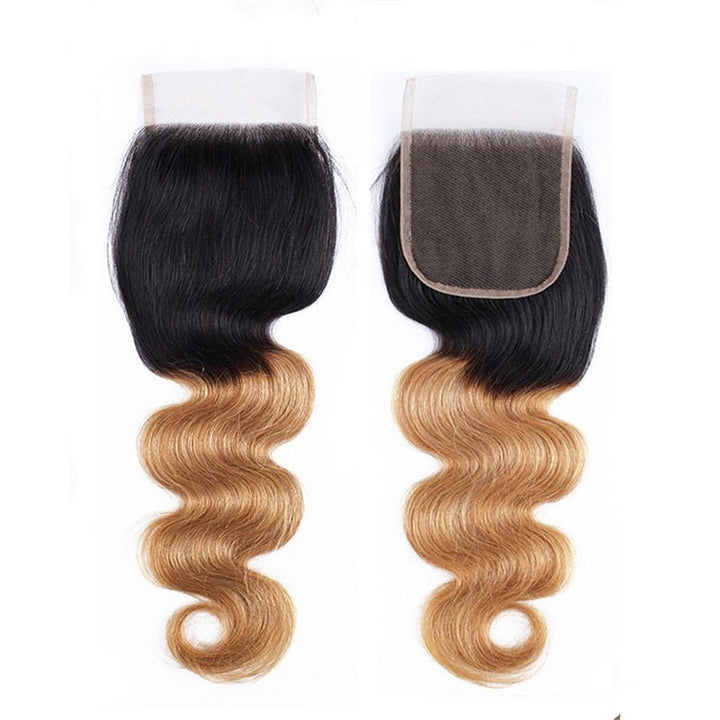Ombre Closure Pre Plucked 4x4 Closure 1b/27 Body Wave 100% Virgin Human Hair - Msgem Hair