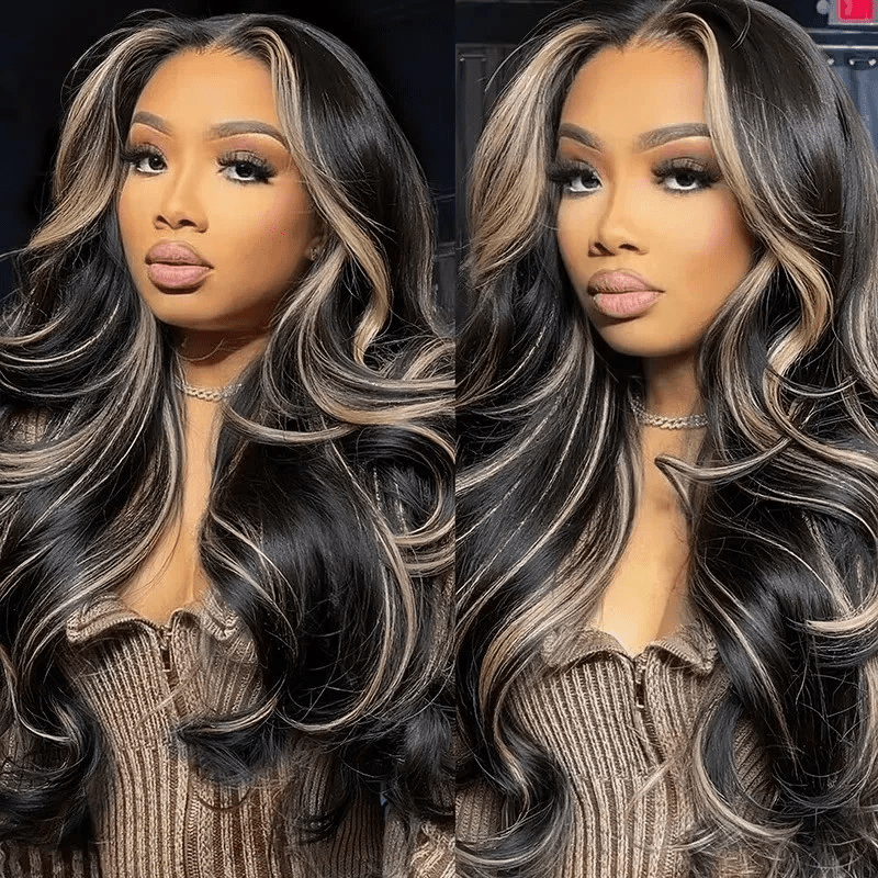 P1B/27 Highlight Color Body Wave 13x4 Lace Frontal Wigs Straight Human Hair Wigs - Msgem Hair