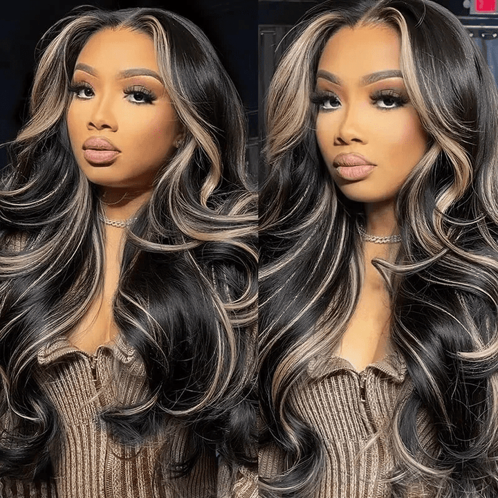 P1B/27 Highlight Color Body Wave 13x4 Lace Frontal Wigs Straight Human Hair Wigs - Msgem Hair