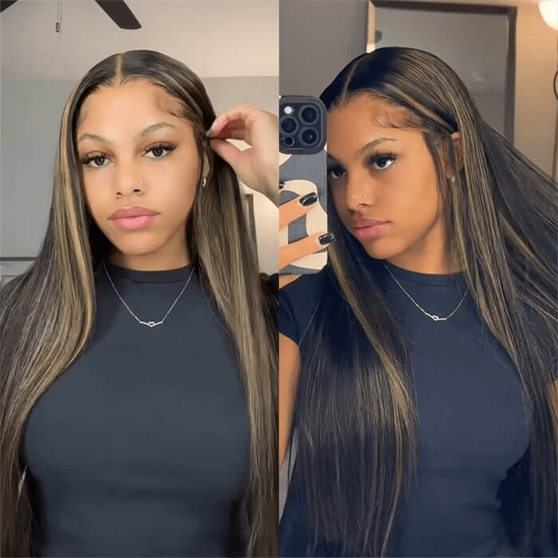 P1B/27 Highlight Color Body Wave 13x4 Lace Frontal Wigs Straight Human Hair Wigs - Msgem Hair