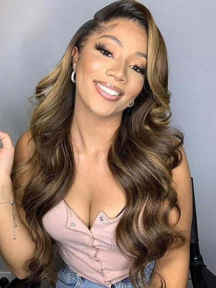 P4/27 Highlight Body Wave 4 Bundles With 4x4 Lace Closure 100% Human Hair - Msgem Hair