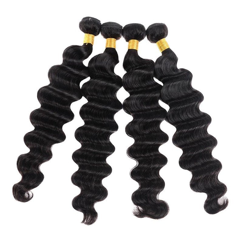 Peruvian Human Hair Virgin Loose Deep Wave 4 Bundles With 4x4 Lace Closure - Msgem Hair