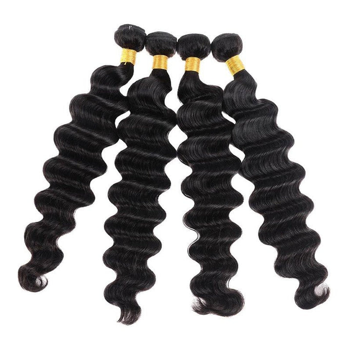 Peruvian Human Hair Virgin Loose Deep Wave 4 Bundles With 4x4 Lace Closure - Msgem Hair