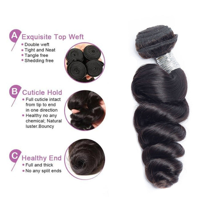 Peruvian Loose Wave 4 Bundles/pack Virgin Hair Extension - Msgem Hair