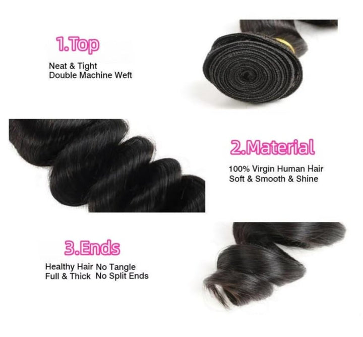 Peruvian Loose Wave Hair Extension 1 Bundle Natural Color - Msgem Hair