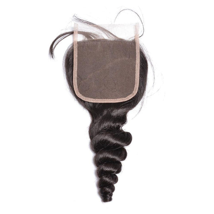 Peruvian Loose Wave Virgin Human Hair 3 Bundles With 4x4 Lace Closure - Msgem Hair