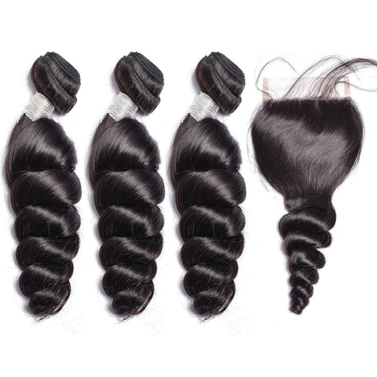Peruvian Loose Wave Virgin Human Hair 3 Bundles With 4x4 Lace Closure - Msgem Hair