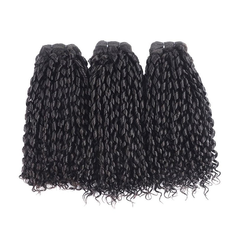 Pixie Curly 3 Bundles with 4x4 Lace Closure Indian Hair - Msgem Hair