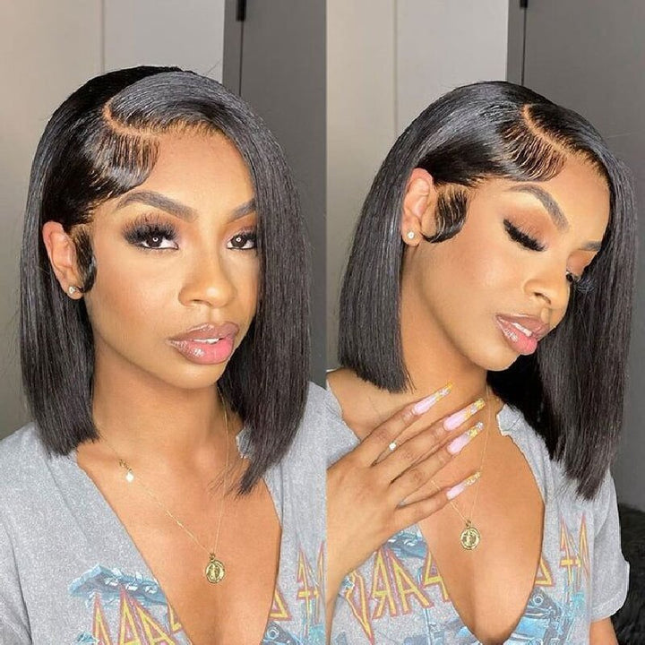 Ready to Go Glueless Wig 5x5 Transparent Lace Closure Beginner Friendly Short Straight Bob Wig - Msgem Hair