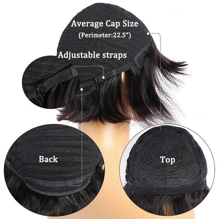Short Bob Cut Human Hair Wigs With Bangs Pre plucked Brazilian Remy Straight Machine Made Wig - Msgem Hair