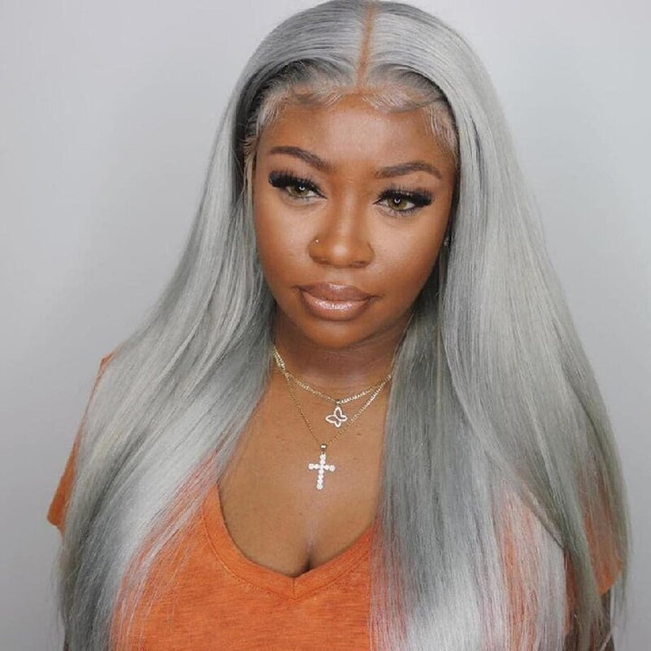 Silver Grey Straight 3 Bundles With 4x4 Closure 100% Remy Human Hair - Msgem Hair
