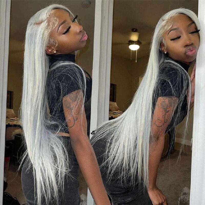 Silver Grey Straight 3 Bundles With 4x4 Closure 100% Remy Human Hair - Msgem Hair