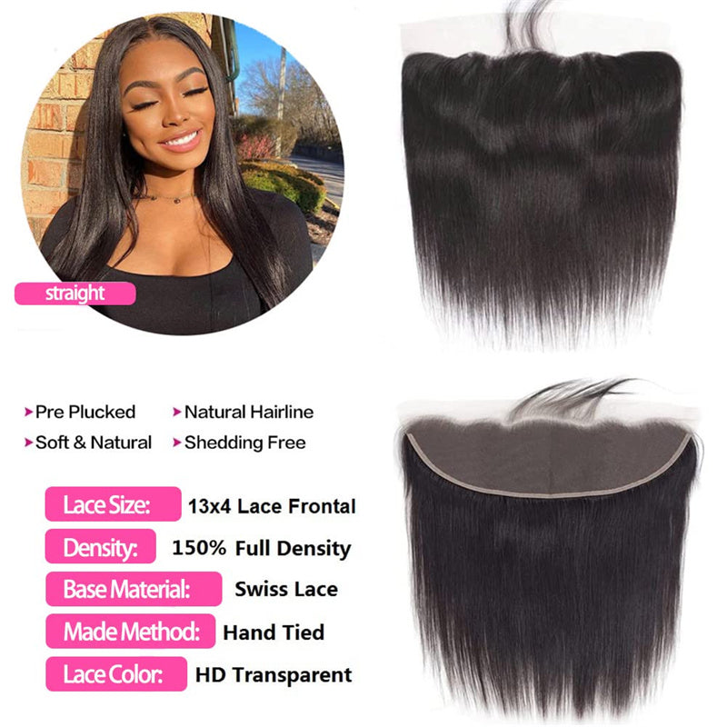 Msgem 13x4 Ear to Ear HD Lace Frontal Straight Hair Lace Frontal Closure With Baby Hair