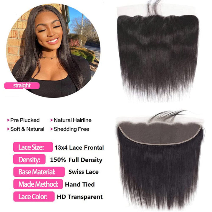 Msgem 13x4 Ear to Ear HD Lace Frontal Straight Hair Lace Frontal Closure With Baby Hair