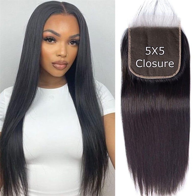 Msgem Straight Hair 5x5 Transparent HD Lace Closure Virgin Human Hair Frontal Closure