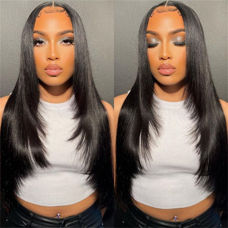 Msgem Layered Cut Glueless Wig Straight Hair 5x5 13x6 HD Lace Human Hair Wigs