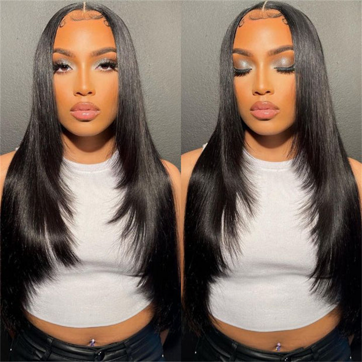 Msgem Layered Cut Glueless Wig Straight Hair 5x5 13x6 HD Lace Human Hair Wigs