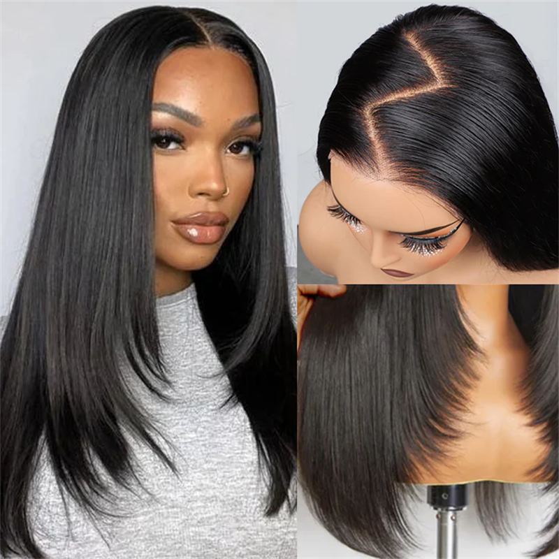 Msgem Layered Cut Glueless Wig Straight Hair 5x5 13x6 HD Lace Human Hair Wigs