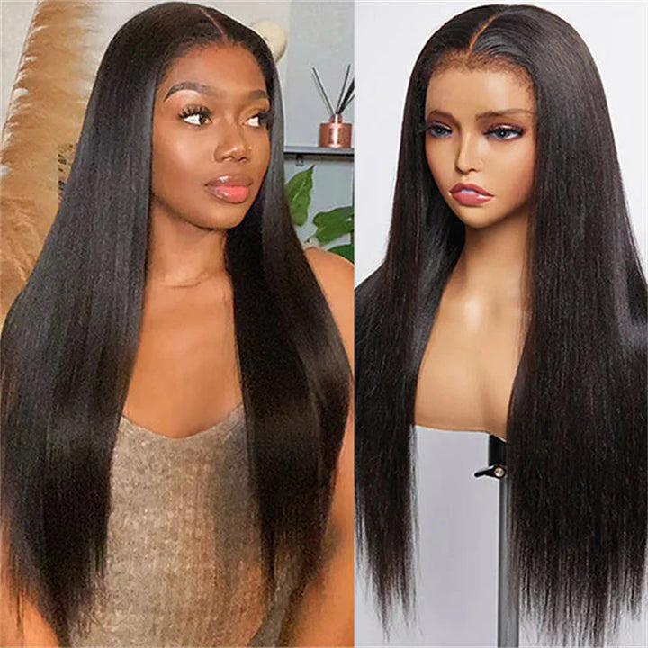 Msgem 4C Edges Hairline Straight Hair 13x4 13x6 HD Invisible Lace Front Wigs With Kinky Edges Curly Baby Hair
