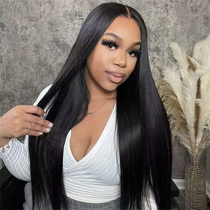 Msgem 5x5 Lace Closure Wigs Brazilian Straight Human Hair Wigs 250% Density