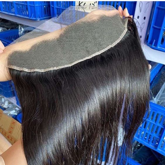 Straight Human Hair Bundles With Frontal Transparent 13x4 Lace Closure 12A Grade Hair - Msgem Hair