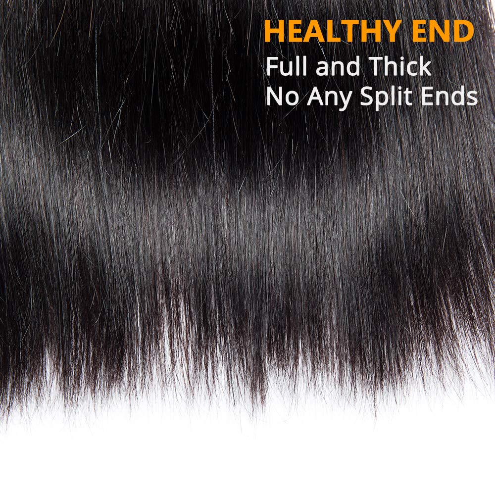 Straight Human Hair Bundles With Frontal Transparent 13x4 Lace Closure 12A Grade Hair - Msgem Hair
