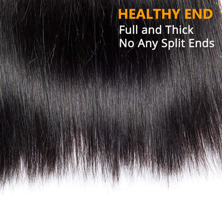 Straight Human Hair Bundles With Frontal Transparent 13x4 Lace Closure 12A Grade Hair - Msgem Hair