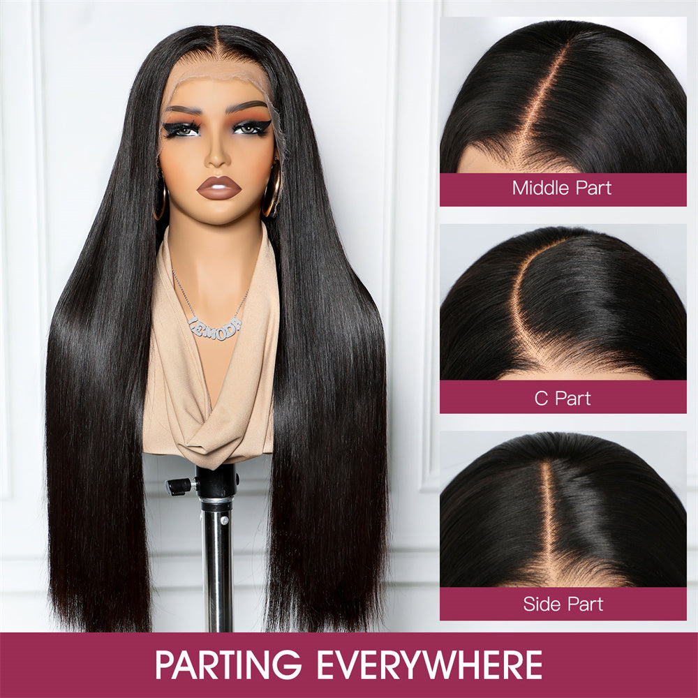 Msgem Peruvian 13x4 Lace Front Wig for Black Women Silky Straight Human Hair Wig