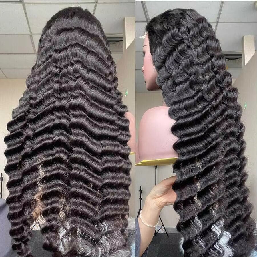 Virgin Human Hair Loose Deep Wave Wig 13x6 Lace Frontal Transparent Melt Lace Wig 12A - Msgem Hair