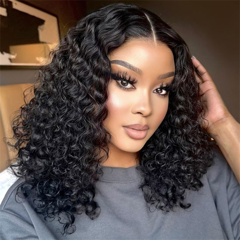 Msgem Short Bob Wigs Water Wave 13x4 13x6 Lace Front Human Hair Wig