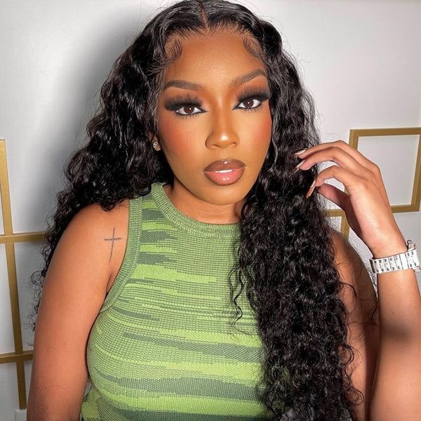 Msgem Glueless Wig with Elastic Belt Water Wave Pre Cut Wear&Go 5x5 Transparent HD Lace Closure - Msgem Hair