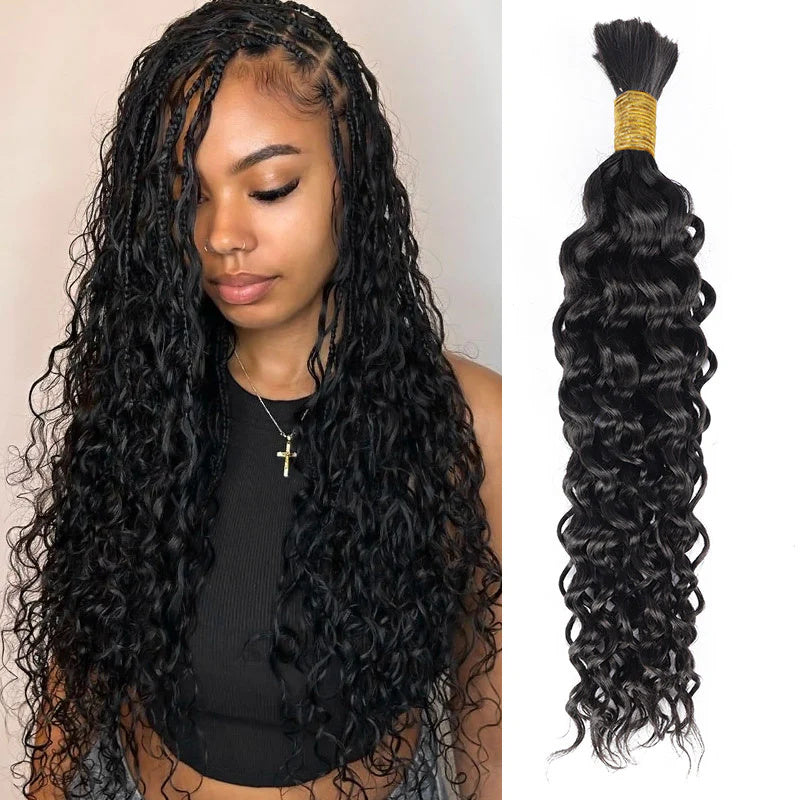 Msgem Braiding Hair Water Wave Boho Braids Human Hair Exensions No Weft 1PC