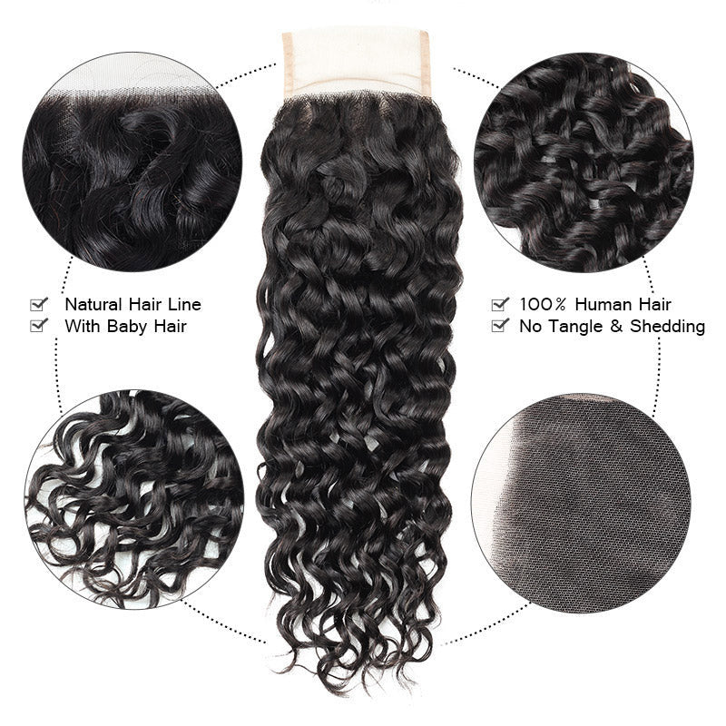 Msgem Water Wave 5x5 Transparent HD Lace Closure Virgin Human Hair Frontal Closure