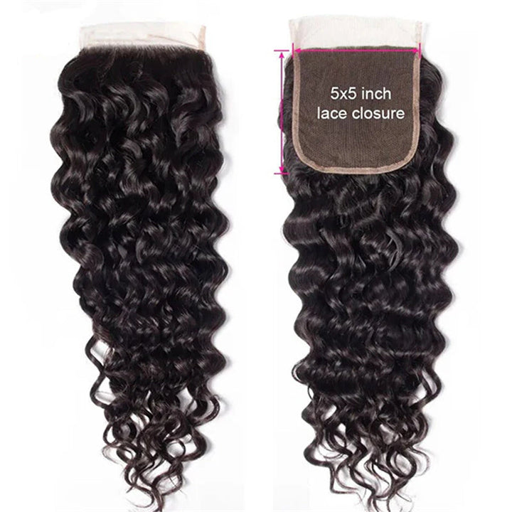 Msgem Water Wave 5x5 Transparent HD Lace Closure Virgin Human Hair Frontal Closure