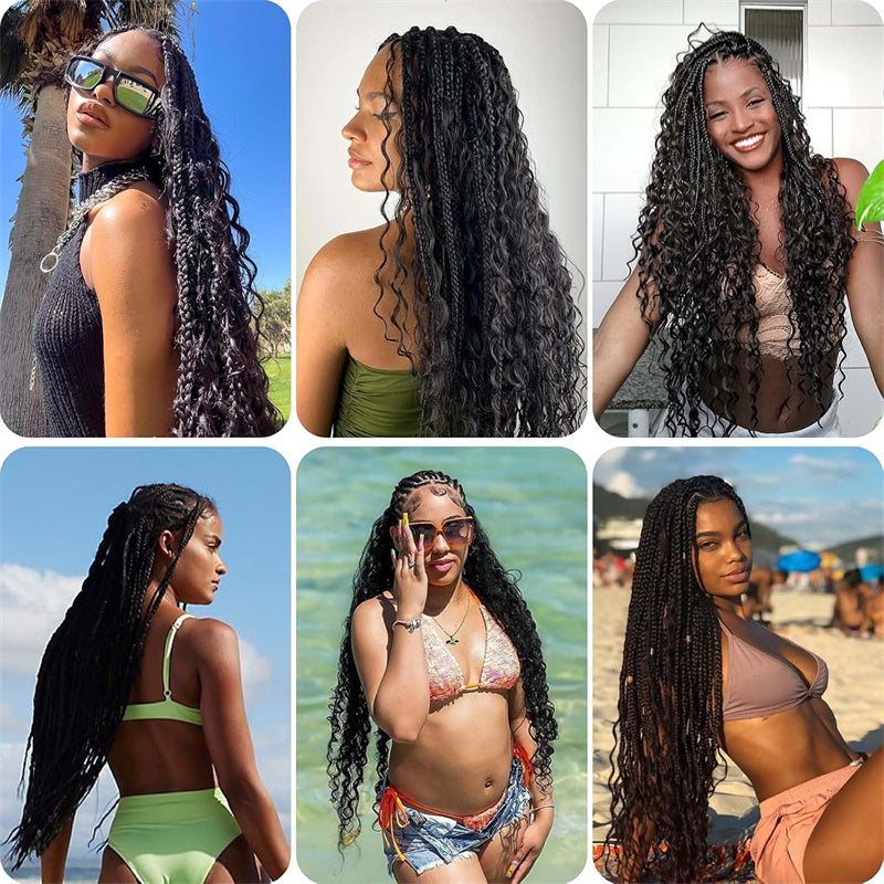 Msgem Braiding Hair Water Wave Boho Braids Human Hair Exensions No Weft 1PC