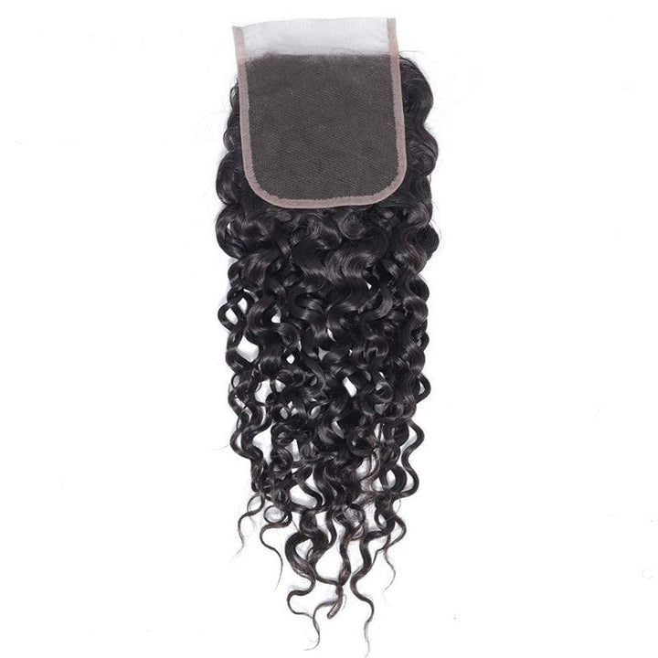 Water Wave 4x4 Lace Closure Human Hair Virgin Human Hair Swiss Lace Closures Natural Black Color For Women - Msgem Hair