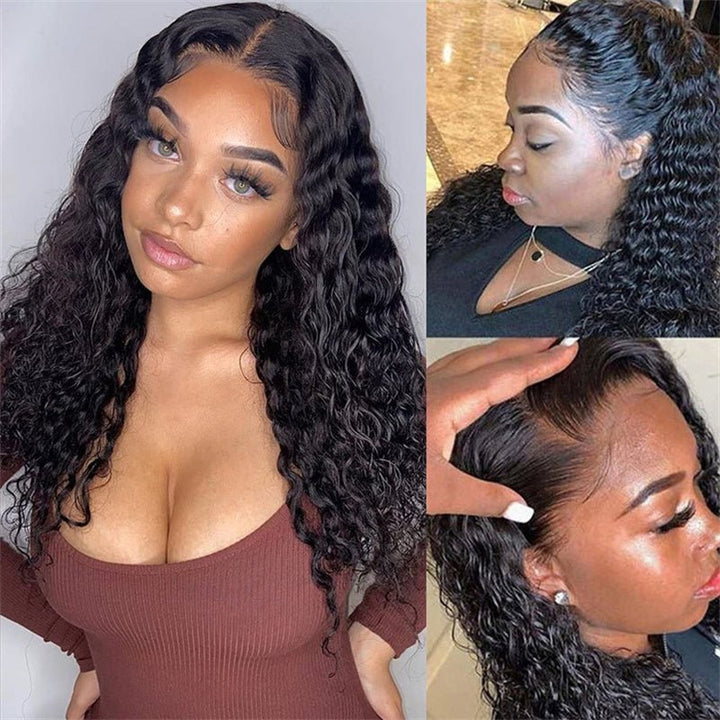 Water Wave 6x6 Closure Wigs Natural Wave Transparent Lace Front Wigs 100% Virgin Human Hair - Msgem Hair