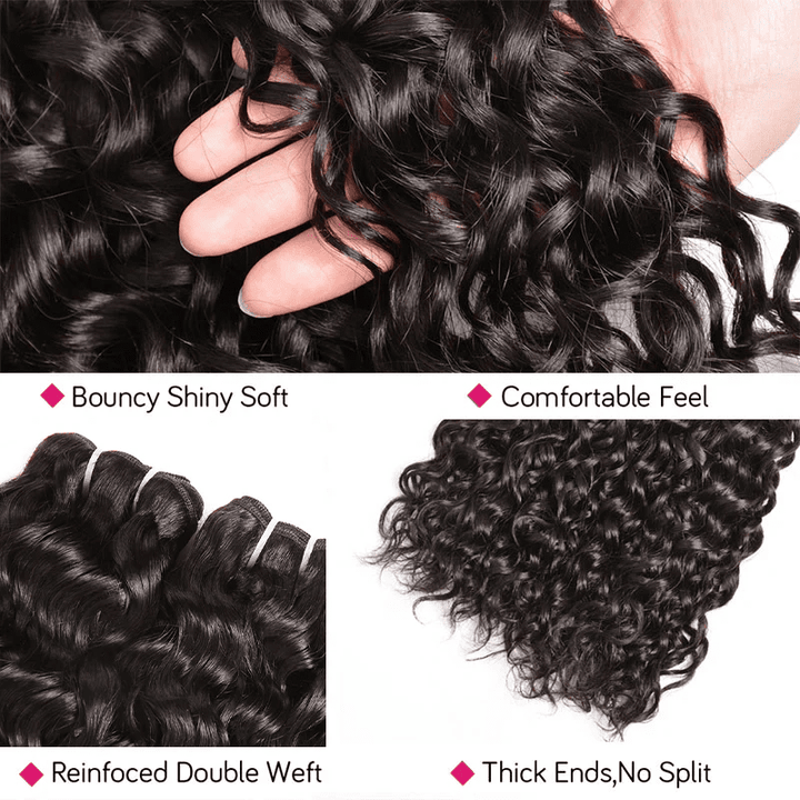 Water Wave Hair 4 Bundles With 4x4 Lace Closure 100% Virgin Human Hair - Msgem Hair
