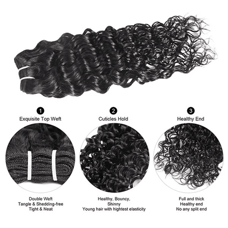 Water Wave Hair 4 Bundles With 4x4 Lace Closure 100% Virgin Human Hair - Msgem Hair