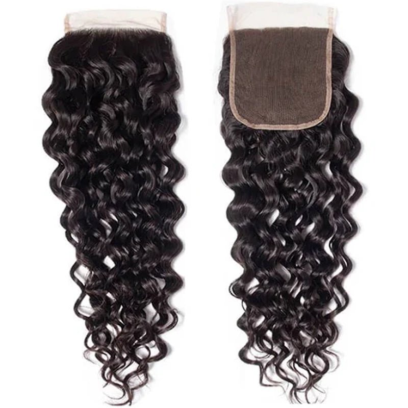 Water Wave Hair 4 Bundles With 4x4 Lace Closure 100% Virgin Human Hair
