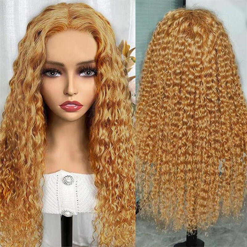 Water Wave Human Hair Wig Honey Blonde 13x4 Transparent Lace Wig Human Hair Wig For Black Women - Msgem Hair