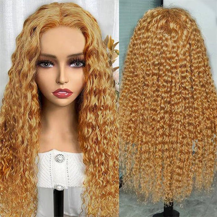 Water Wave Human Hair Wig Honey Blonde 13x4 Transparent Lace Wig Human Hair Wig For Black Women - Msgem Hair