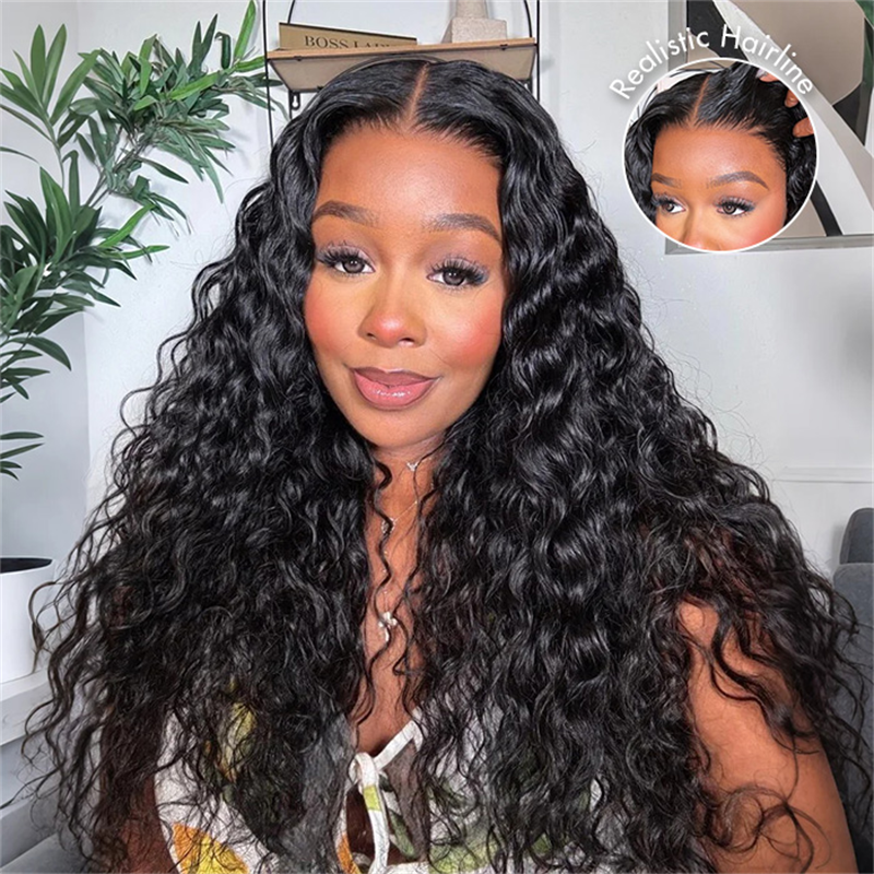 Msgem Water Wave 13x4 HD Lace Frontal Human Hair Wigs 210% Density
