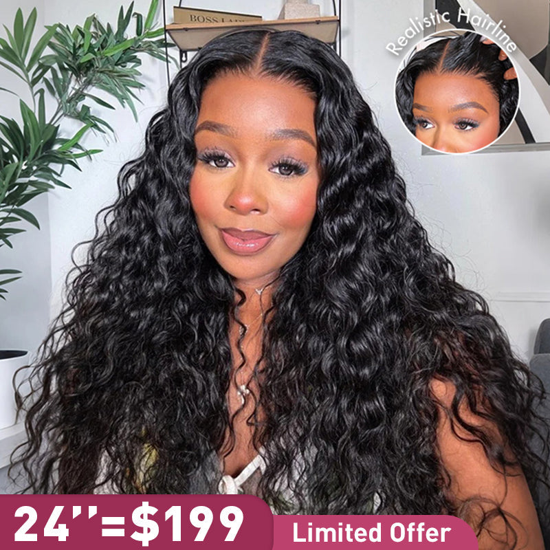 Msgem Water Wave 13x4 HD Lace Frontal Human Hair Wigs 210% Density