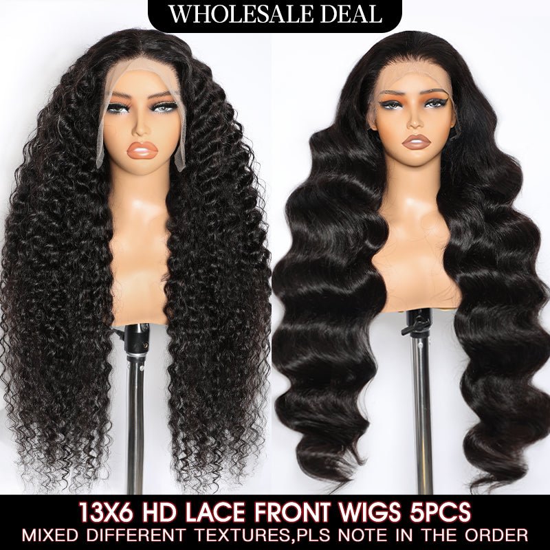 Wholesale | Msgem 13x6 HD Lace Frontal Human Hair Wigs 5PCS - Msgem Hair