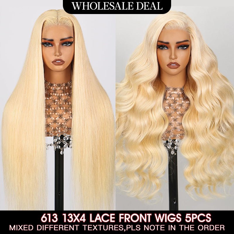 Wholesale | Msgem 613 Blonde 13x4 Lace Frontal Wig Colored Human Hair Wigs 5PCS - Msgem Hair
